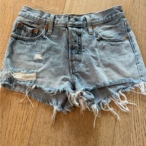Levi's Light Blue Distressed Jean Shorts